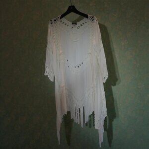 Vivid Ivory Boho Fringe Tunic
